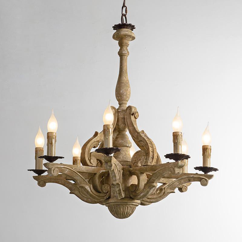 Люстра Rustic Wood Chandeliers 8 Бежево-серый Люстра Rustic Wood Chandeliers 8 Бежево-серый в Челябинске | Loft Concept