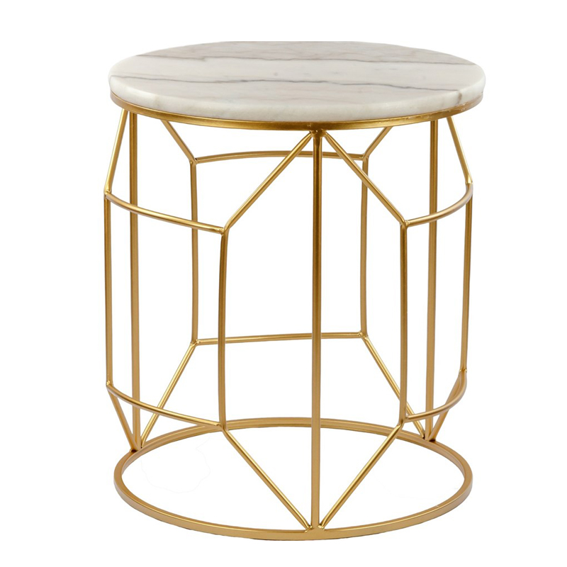 Приставной столик Decorative Table белый мрамор Золотой Белый Мрамор Bianco Приставной столик Decorative Table белый мрамор Золотой Белый Мрамор Bianco в Челябинске | Loft Concept