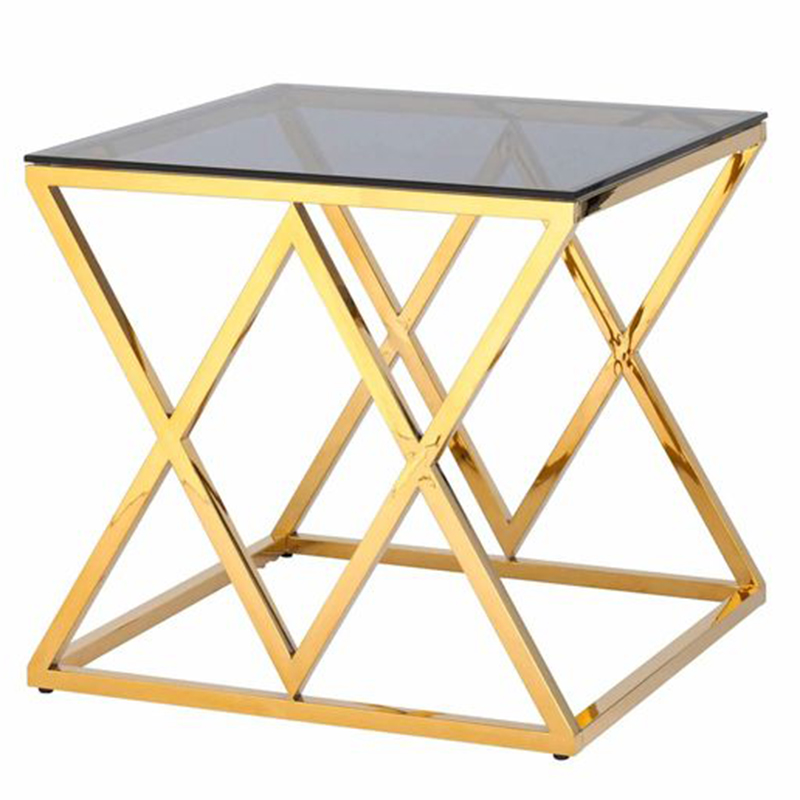 Стол приставной Geometry Rhombus Gold Золотой Стекло Смок в Челябинске | Loft Concept 