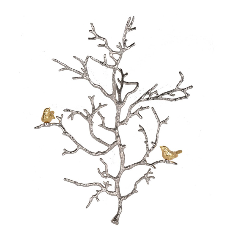 Настенный декор Tree Branch & Bird Золотой Сатиновое Серебро Настенный декор Tree Branch & Bird Золотой Сатиновое Серебро в Челябинске | Loft Concept
