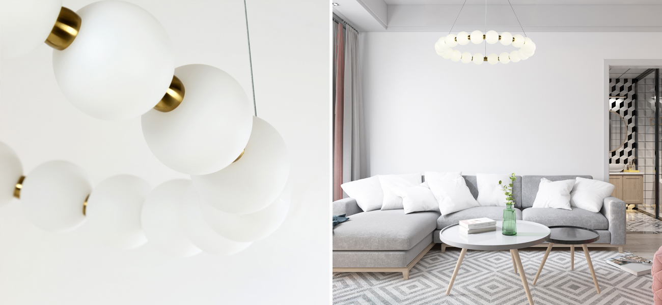 Люстра с плафоном из акриловых шаров PEARLS 62 см - фото