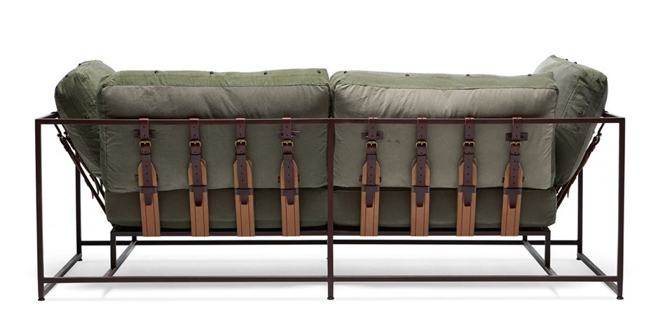 Двухместный диван Olive Military Two Seat Sofa Двухместный диван Olive Military Two Seat Sofa - Loft-Concept в Челябинске