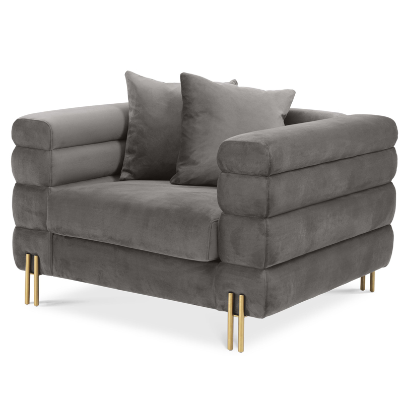 Кресло Eichholtz Chair York grey Серый Латунь Кресло Eichholtz Chair York grey Серый Латунь в Челябинске | Loft Concept