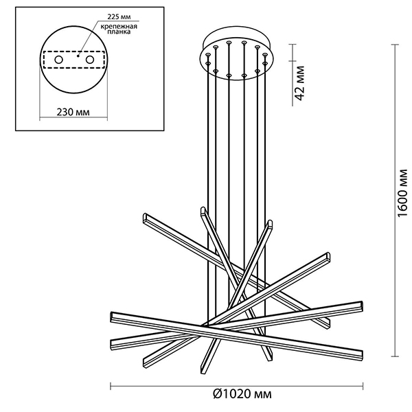 Люстра Rolf Six Black Lines Chandelier Люстра Rolf Six Black Lines Chandelier в Челябинске