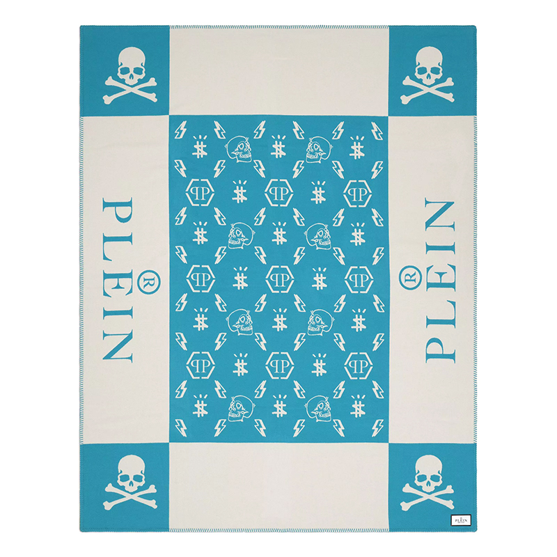 Плед Philipp Plein Plaid Cashmere Skull Blue Голубой Белый Плед Philipp Plein Plaid Cashmere Skull Blue Голубой Белый в Челябинске | Loft Concept
