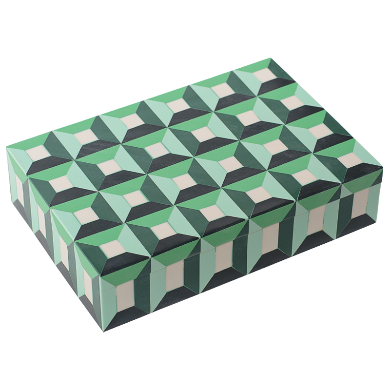 Шкатулка Squares Green Bone Inlay Box Зеленый Белый Шкатулка Squares Green Bone Inlay Box Зеленый Белый в Челябинске | Loft Concept