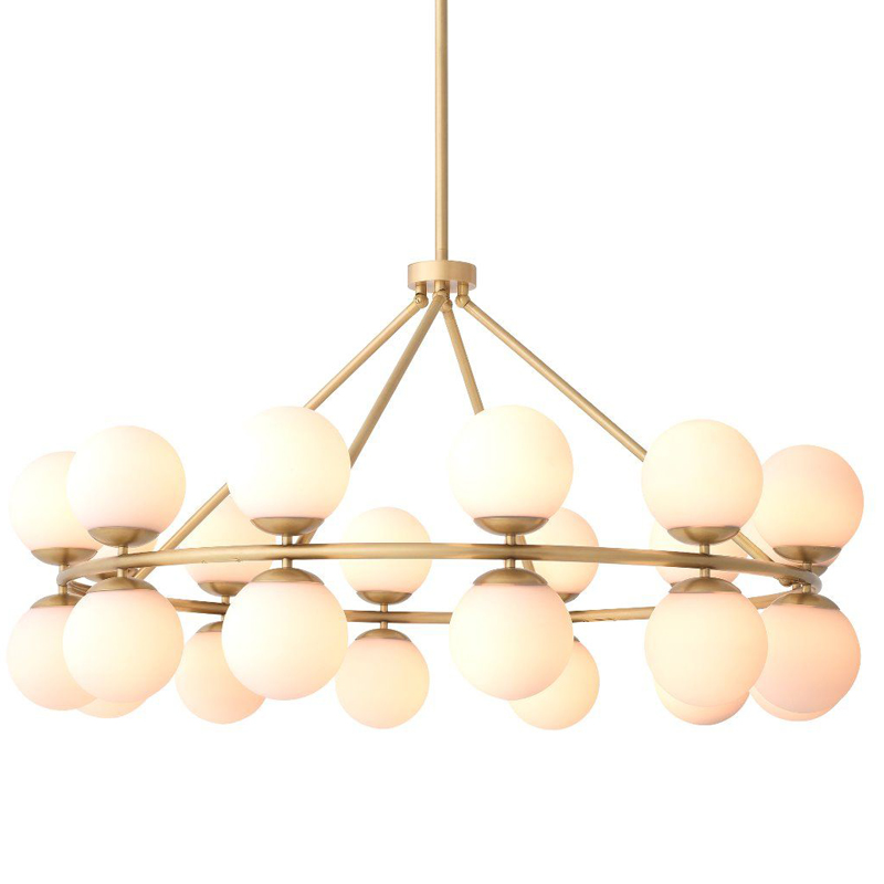 Люстра Eichholtz Chandelier Hutchinson Brass Латунь Античная полированная Белое матовое стекло Люстра Eichholtz Chandelier Hutchinson Brass Латунь Античная полированная Белое матовое стекло в Челябинске | Loft Concept