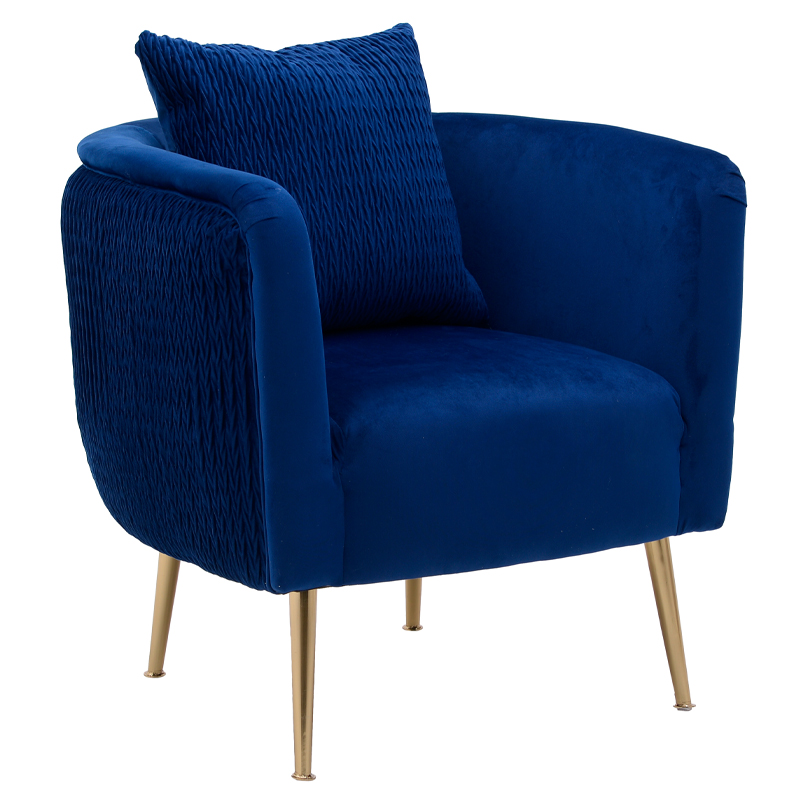 Кресло Yvette Armchair Blue Синий Глянцевое золото Кресло Yvette Armchair Blue Синий Глянцевое золото в Челябинске | Loft Concept