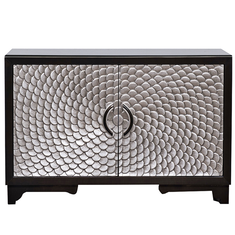 Комод с рельефным орнаментом Рыбья чешуя Fish scales Chest of drawers Черный Серебряный в Челябинске | Loft Concept 