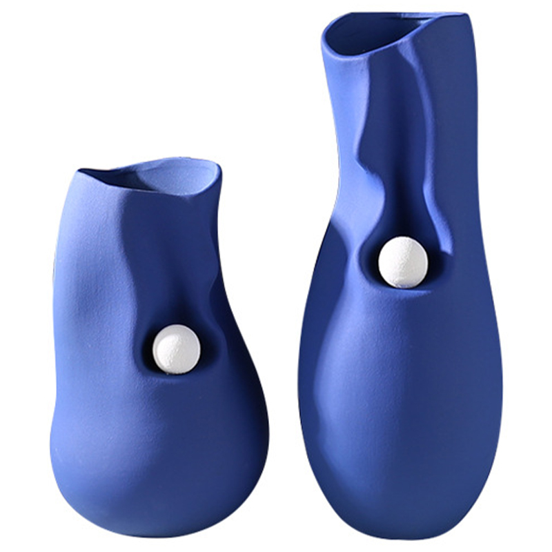 Ваза Molecule Collection Rhea Blue Vase Синий Белый в Челябинске | Loft Concept 