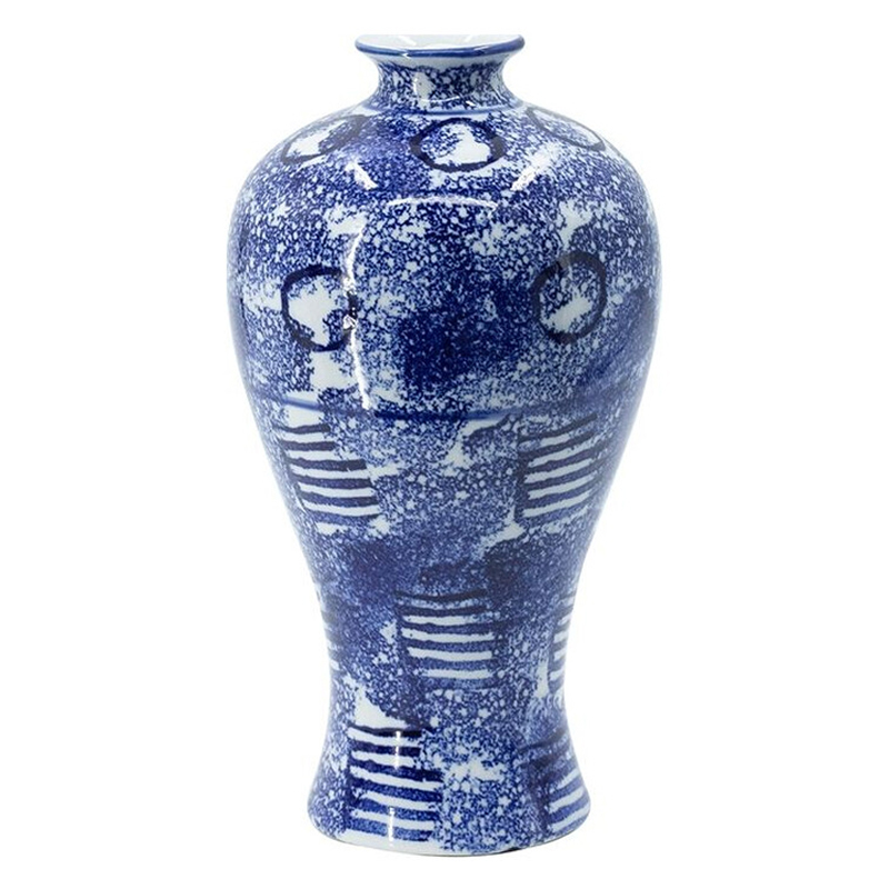 Ваза из фарфора сине-белого цвета Blue & White Ornament Белый Синий Ваза из фарфора сине-белого цвета Blue & White Ornament Белый Синий в Челябинске | Loft Concept