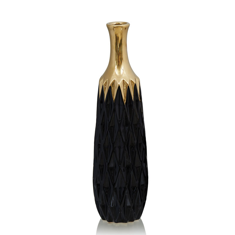 Ваза Gold Neck Vase Глянцевое золото Черный Ваза Gold Neck Vase Глянцевое золото Черный в Челябинске | Loft Concept