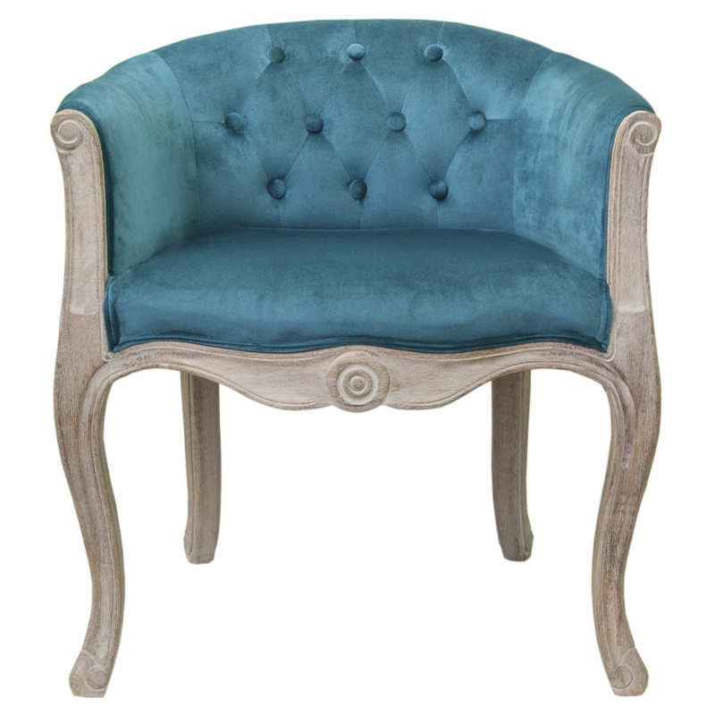 Кресло низкое в стиле прованс Louis French Armchair blue velour Бирюзовый Бежевый Кресло низкое в стиле прованс Louis French Armchair blue velour Бирюзовый Бежевый в Челябинске | Loft Concept