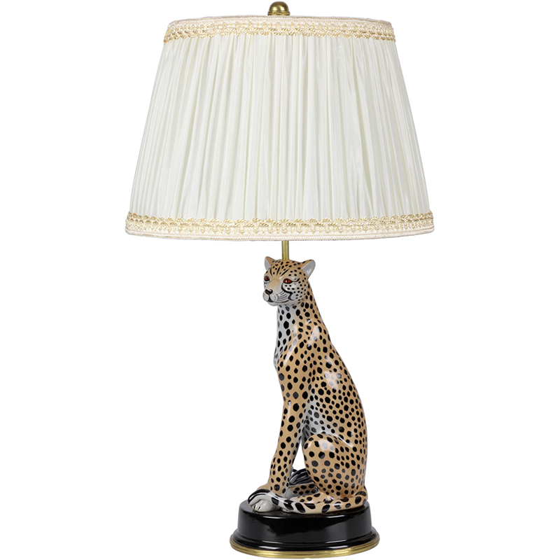 Настольная лампа с абажуром Leopard Table Lamp Кремовый Коричневый Черный Настольная лампа с абажуром Leopard Table Lamp Кремовый Коричневый Черный в Челябинске | Loft Concept