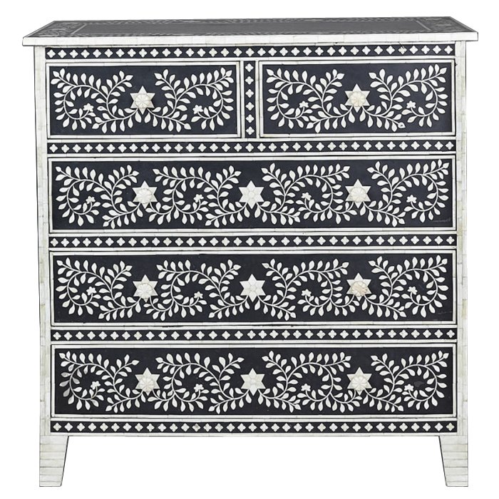 Комод Inlaid Bone Stars Белый Черный Комод Inlaid Bone Stars Белый Черный в Челябинске | Loft Concept