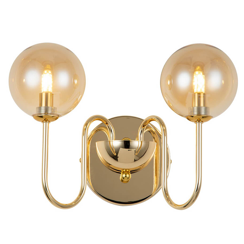 Бра Sheiry Glass Ball Wall Lamp Глянцевое золото Янтарный в Челябинске | Loft Concept 