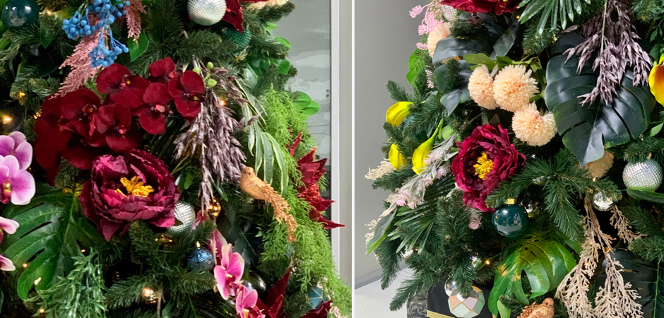 Ель Дизайнерская украшенная тропическими Цветами Christmas tree Tropical Flowers Ель Дизайнерская украшенная тропическими Цветами Christmas tree Tropical Flowers - Loft-Concept в Челябинске