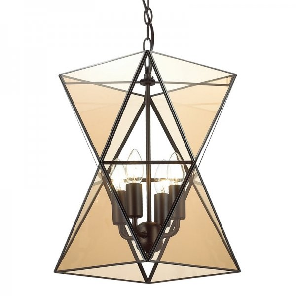 Люстра PolyPyramid Glass Pendant 4 Cognac Прозрачный Люстра PolyPyramid Glass Pendant 4 Cognac Прозрачный в Челябинске | Loft Concept