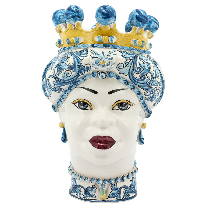 Ваза VASE MORO LADY CROWN blue Желтый Синий Ваза VASE MORO LADY CROWN blue Желтый Синий в Челябинске | Loft Concept
