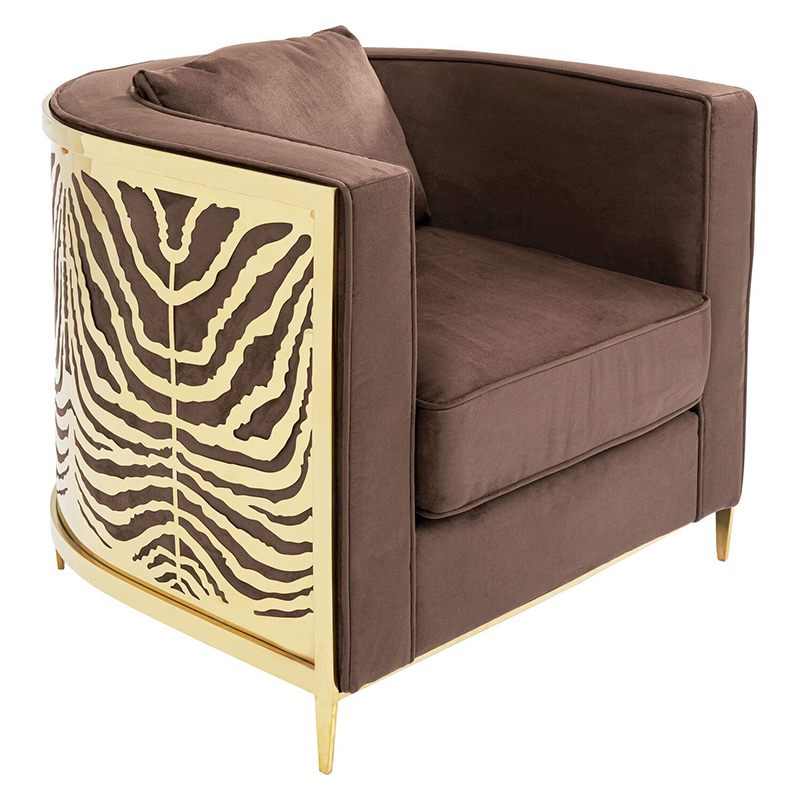 Дизайнерское кресло Velvet Ice Breaker Armchair Коричневый Золотой Дизайнерское кресло Velvet Ice Breaker Armchair Коричневый Золотой в Челябинске | Loft Concept