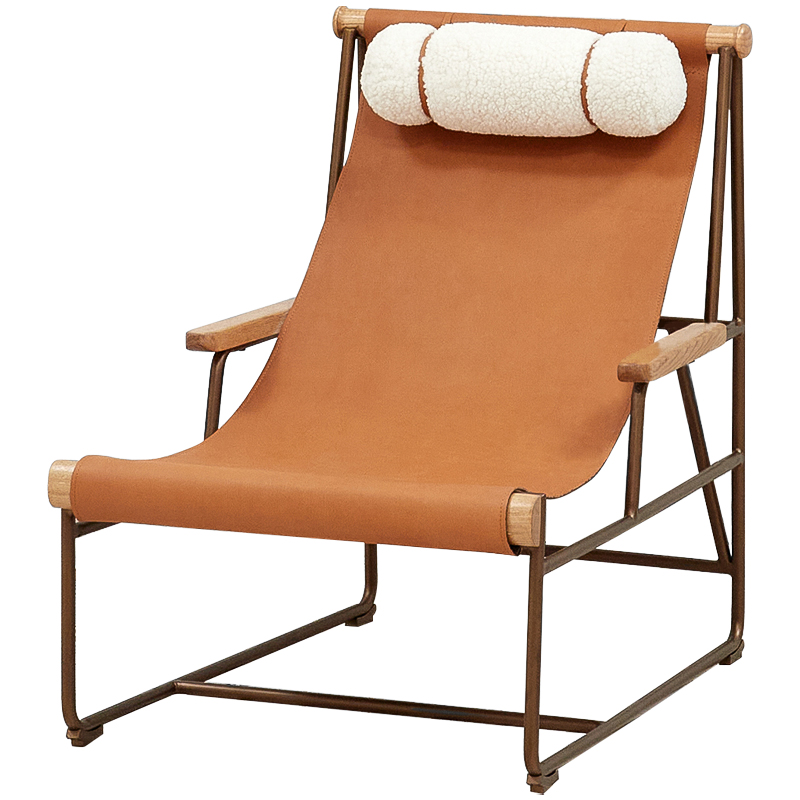 Кресло на металлическом каркасе Favreau Armchair Коричневый Белый Древесина Кресло на металлическом каркасе Favreau Armchair Коричневый Белый Древесина в Челябинске | Loft Concept
