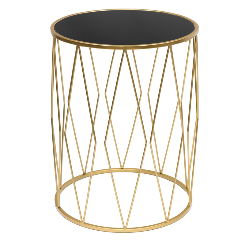 Приставной стол Geometric Interior Table черное стекло Золотой Черный Приставной стол Geometric Interior Table черное стекло Золотой Черный в Челябинске | Loft Concept