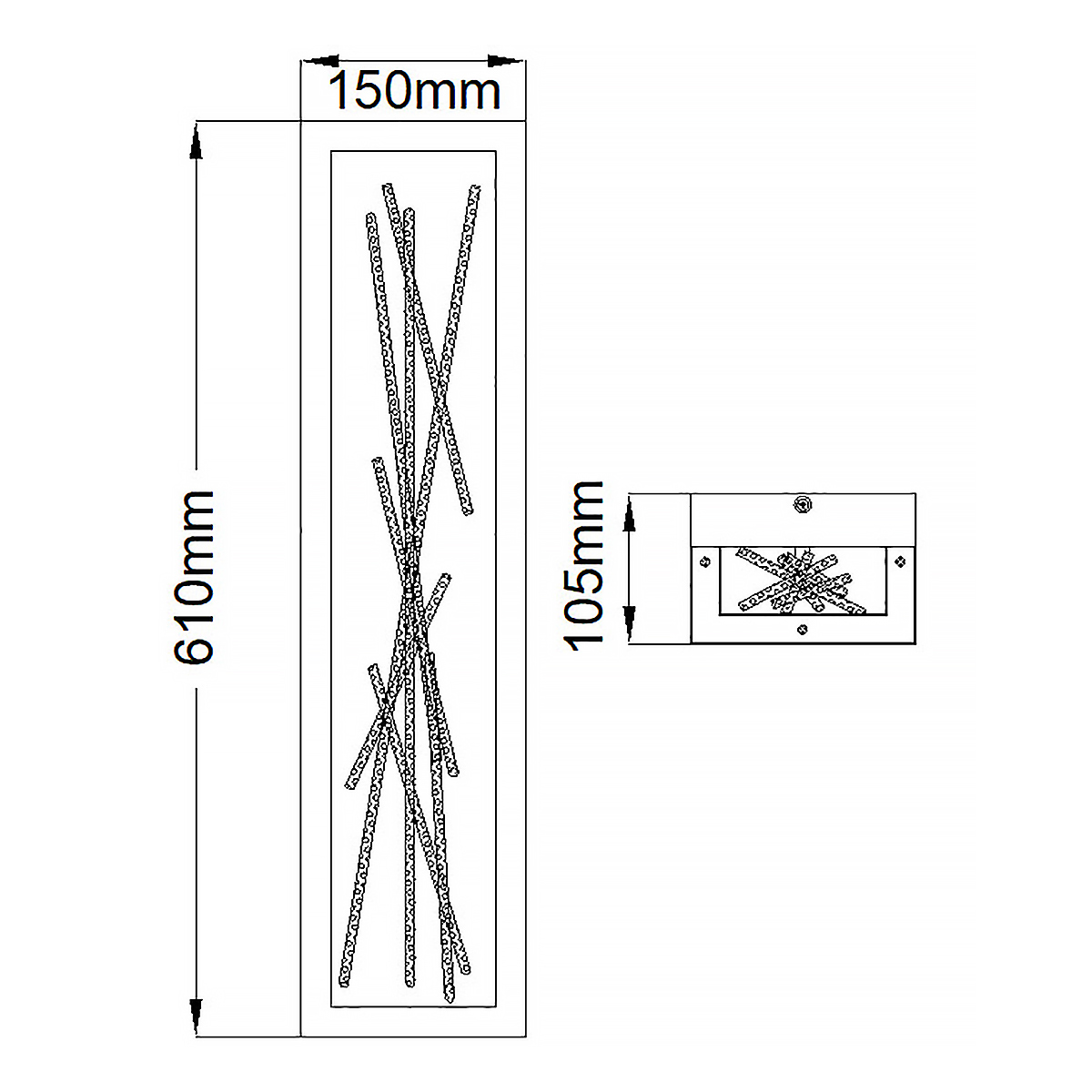 Бра в прямоугольной черной рамке с декором в виде ветвей в золотой отделке Hinkley в Челябинске
