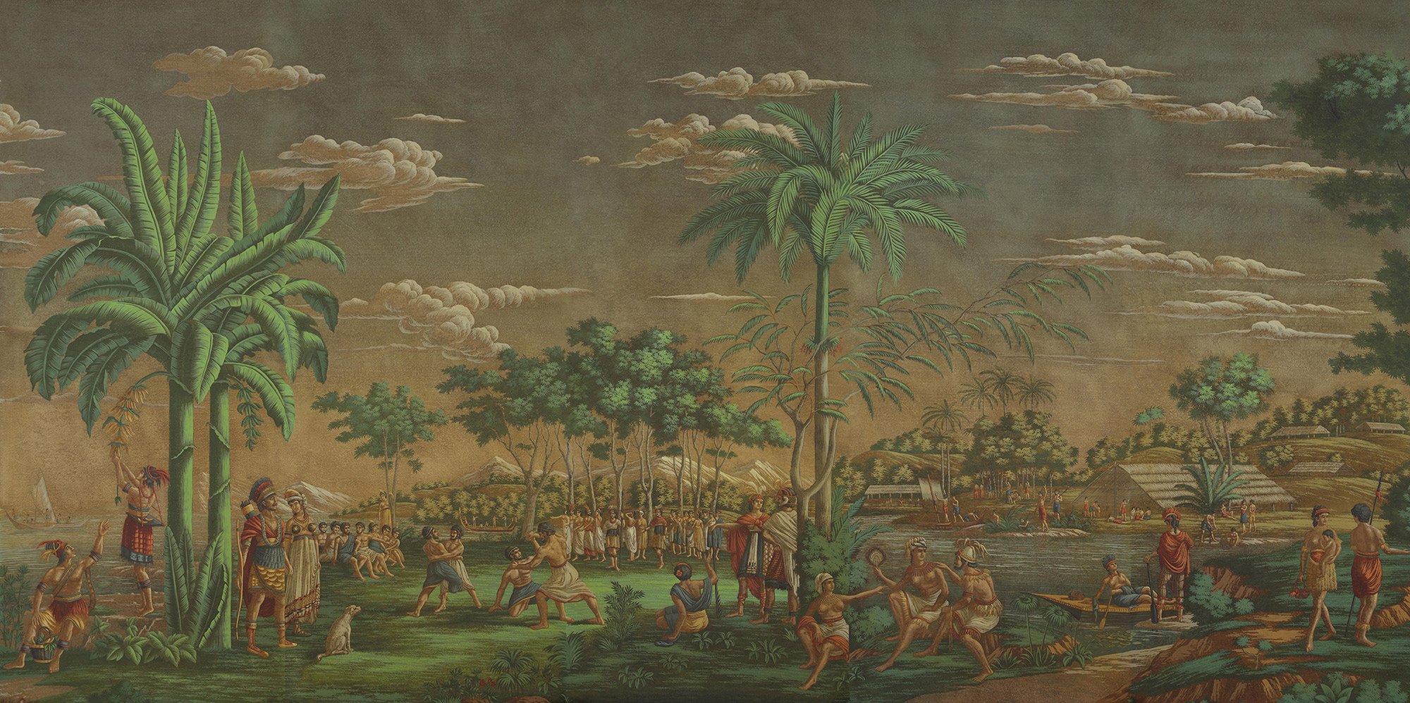 Обои ручная роспись Les Sauvages de la Mer Pacifique Paille on antique scenic Xuan paper Обои ручная роспись Les Sauvages de la Mer Pacifique Paille on antique scenic Xuan paper - постер Loft-Concept в Челябинске