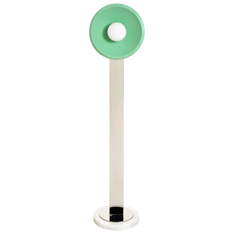 Торшер PEGGY FLOOR LAMP Бирюзовый Зеленый шалфей Белый Мрамор Bianco Никель в Челябинске | Loft Concept 