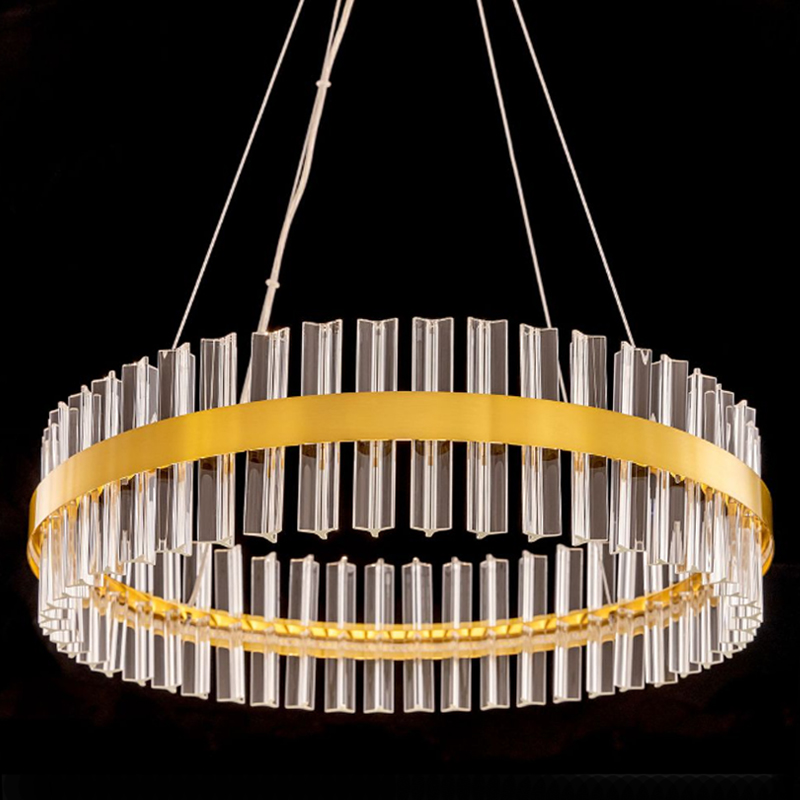 Круглая Люстра Кольцо Хрусталь диаметр 60 см RING Saturno Not Baroncelli Brass  Латунь Прозрачное Стекло в Челябинске | Loft Concept 