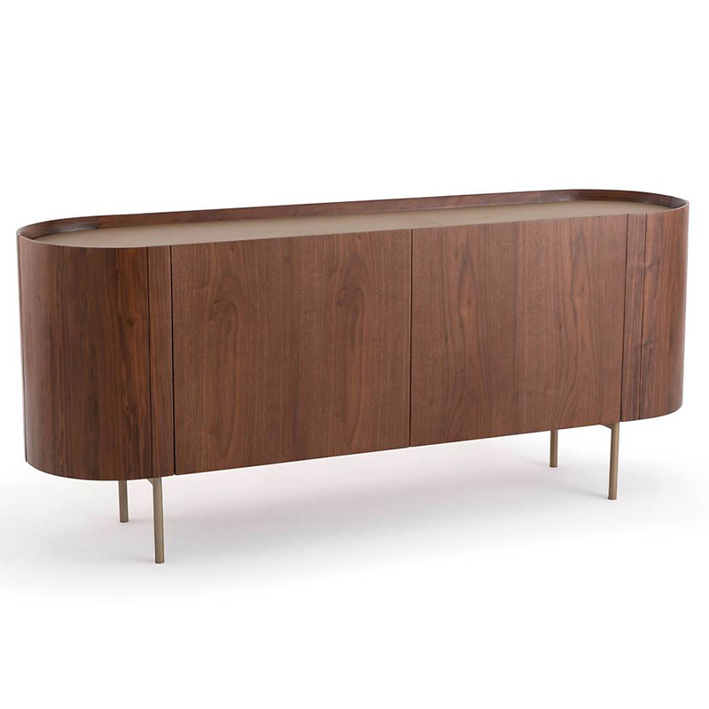 Комод округлой формы Walnut and Leather массив ореха и столешница из натуральной кожи Орех Золотой Шампань Комод округлой формы Walnut and Leather массив ореха и столешница из натуральной кожи Орех Золотой Шампань в Челябинске | Loft Concept
