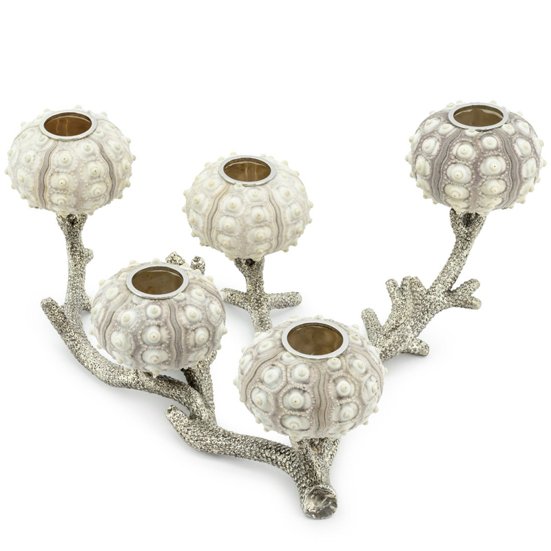 Подсвечник CANDLEHOLDER SEAURCHIN X5 Бежево-серый Серебряный Подсвечник CANDLEHOLDER SEAURCHIN X5 Бежево-серый Серебряный в Челябинске | Loft Concept