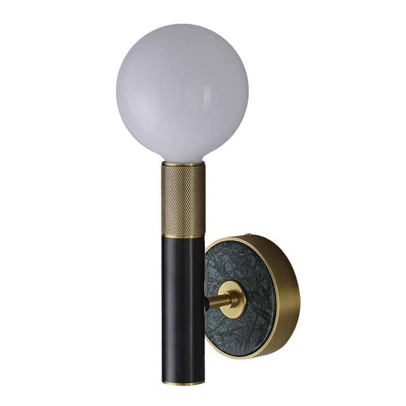 Бра Frode Wall lamp Латунь Белое матовое стекло Черный Бра Frode Wall lamp Латунь Белое матовое стекло Черный в Челябинске | Loft Concept