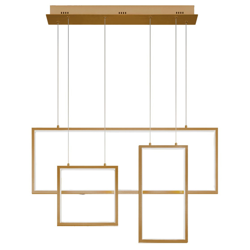 Люстра Rectangle Geometry Chandelier Gold 3 Золотой Люстра Rectangle Geometry Chandelier Gold 3 Золотой в Челябинске | Loft Concept