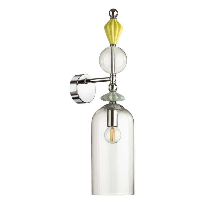 Бра Iris Glas wall lamp B chrome Прозрачное Стекло Прозрачный зеленый Желтый Хром в Челябинске | Loft Concept 