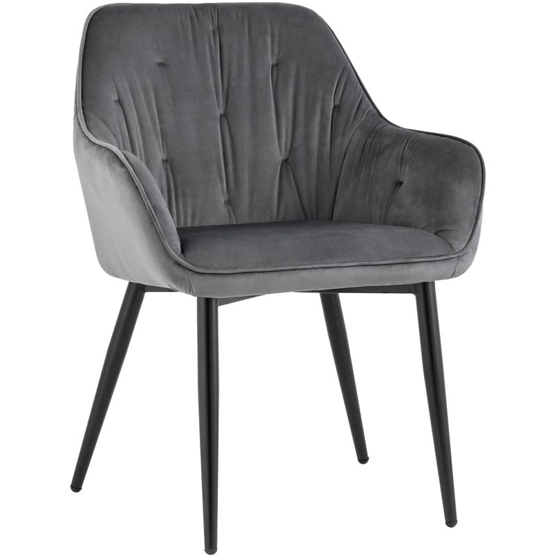 Стул CHANTAL Chair капитоне Серый Велюр Серый Черный Стул CHANTAL Chair капитоне Серый Велюр Серый Черный в Челябинске | Loft Concept