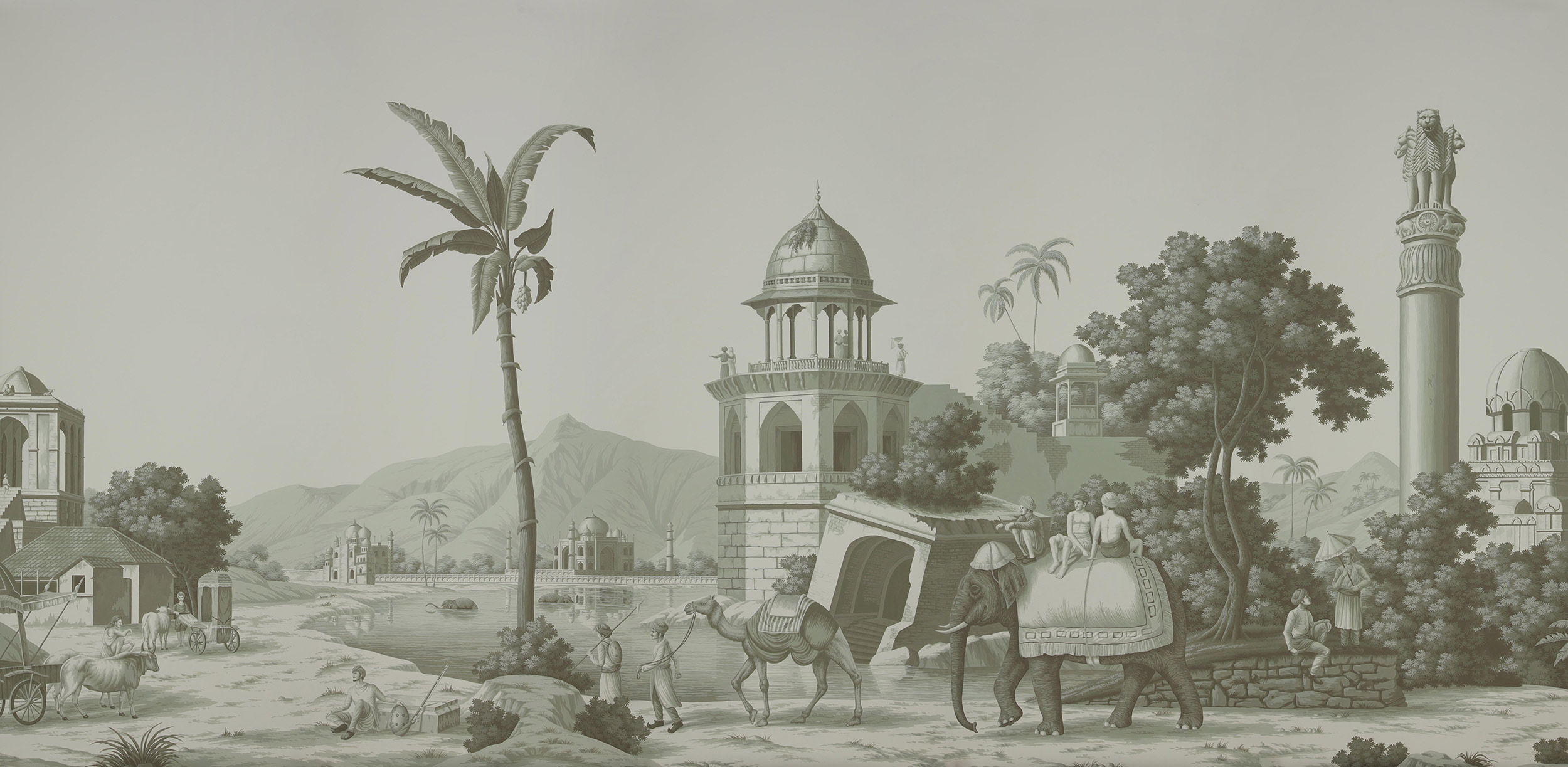 Обои ручная роспись Early Views of India Crystal Grey on scenic paper Обои ручная роспись Early Views of India Crystal Grey on scenic paper - постер Loft-Concept в Челябинске