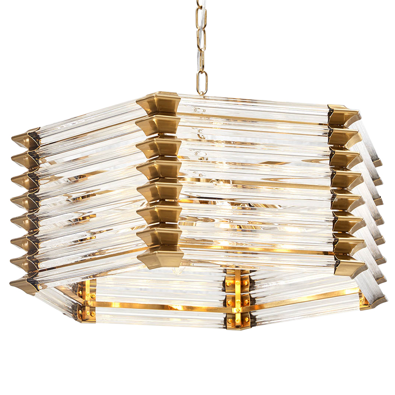 Люстра стеклянная Hexagon Tadesse Glass Chandelier Прозрачное Стекло Золотой Люстра стеклянная Hexagon Tadesse Glass Chandelier Прозрачное Стекло Золотой в Челябинске | Loft Concept