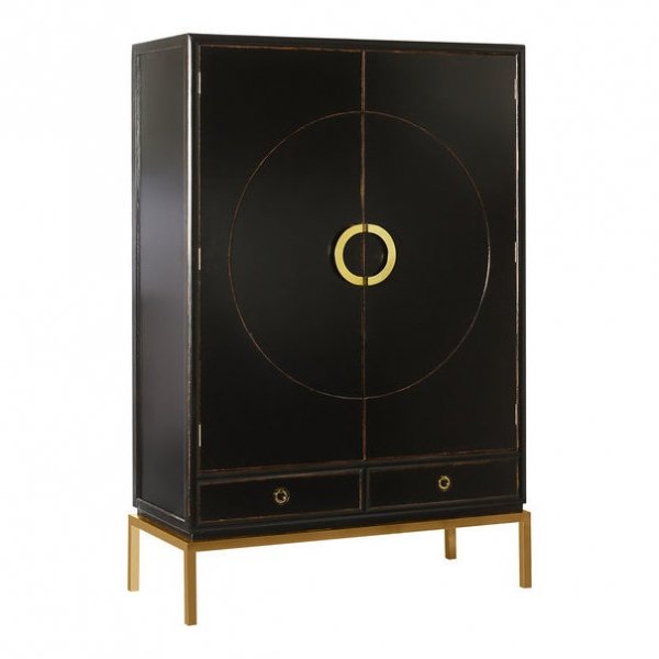 Шкаф China Rack Black Черный Золотой Шкаф China Rack Black Черный Золотой в Челябинске | Loft Concept