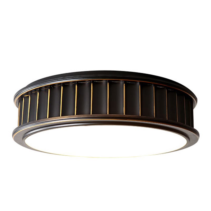 Потолочный светильник Drum Ceiling Lamp Темная бронза Белый Латунь Потолочный светильник Drum Ceiling Lamp Темная бронза Белый Латунь в Челябинске | Loft Concept