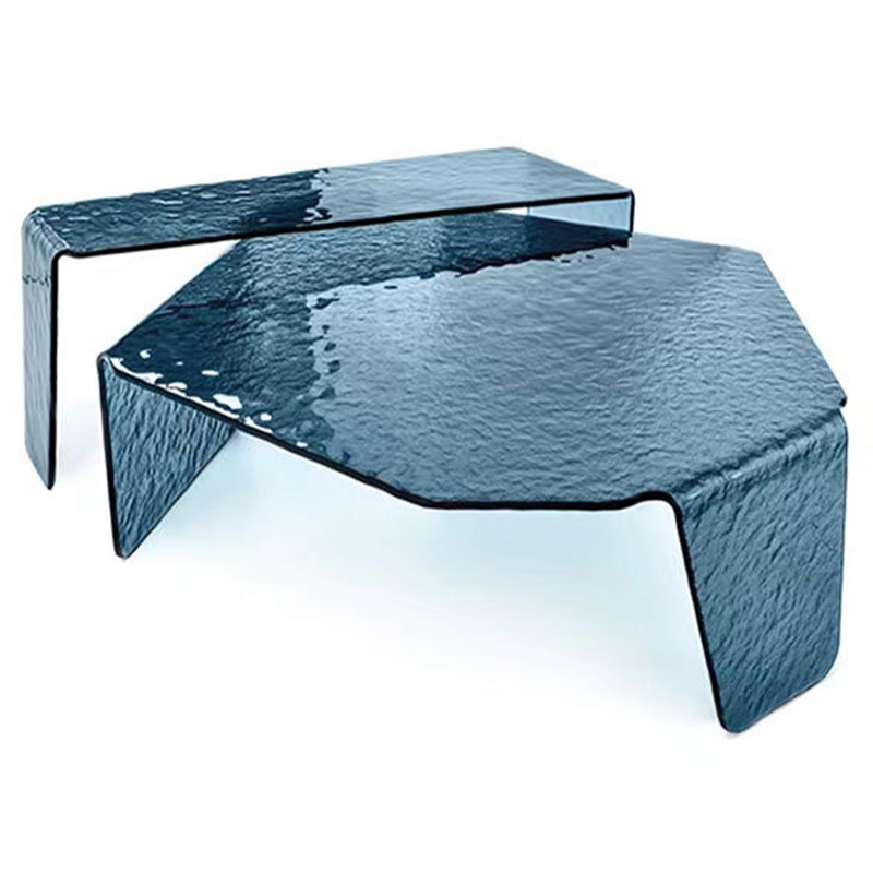 Комплект кофейных столиков Water Surface Glass Coffee Tables Синий Комплект кофейных столиков Water Surface Glass Coffee Tables Синий в Челябинске | Loft Concept