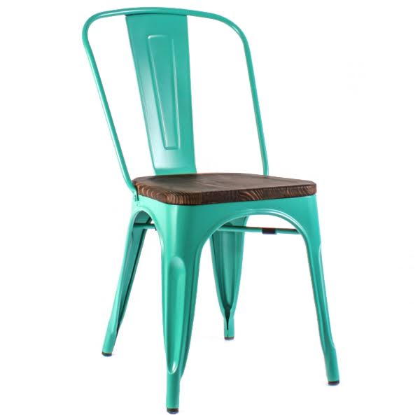 Кухонный стул Tolix Chair Wood Бирюзовый Бирюзовый Коричневый в Челябинске | Loft Concept 