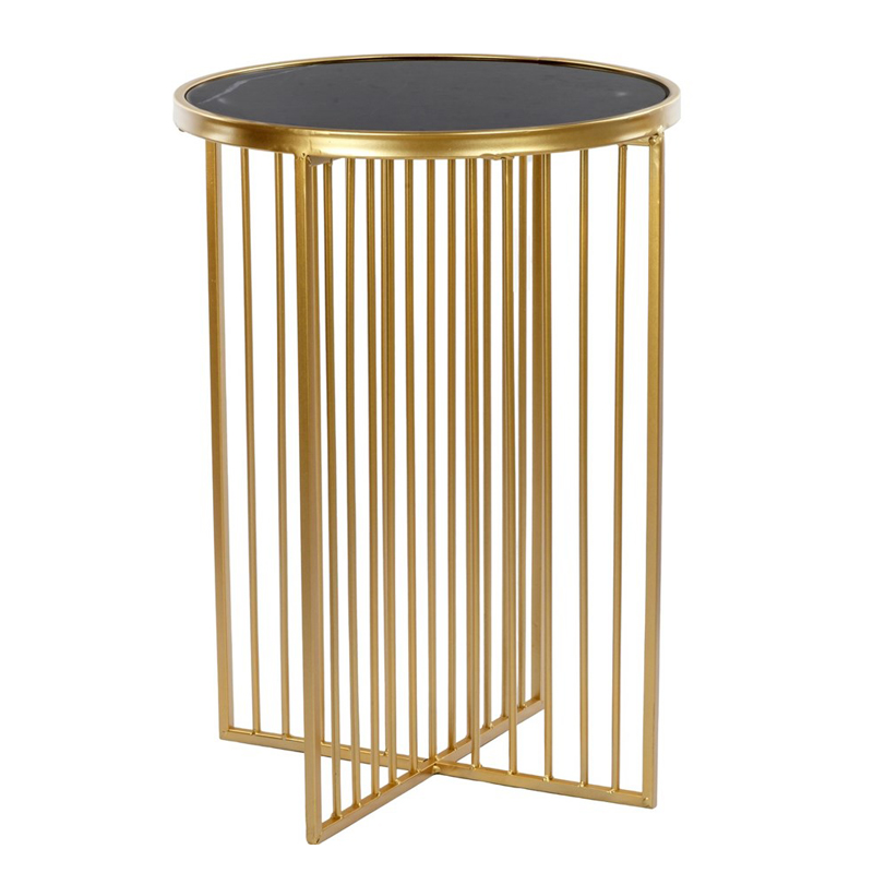 Приставной стол Side Table Marble crossed чёрный мрамор Черный Мрамор Nero Золотой в Челябинске | Loft Concept 