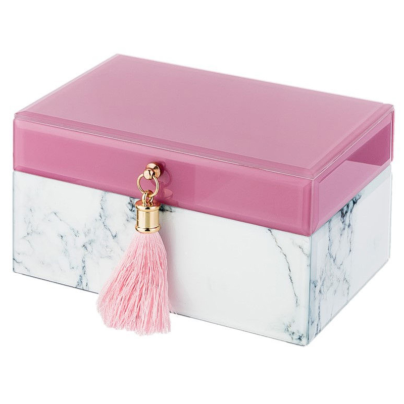 Шкатулка Pink Glass Imitation Marble Box Розовый Белый Шкатулка Pink Glass Imitation Marble Box Розовый Белый в Челябинске | Loft Concept