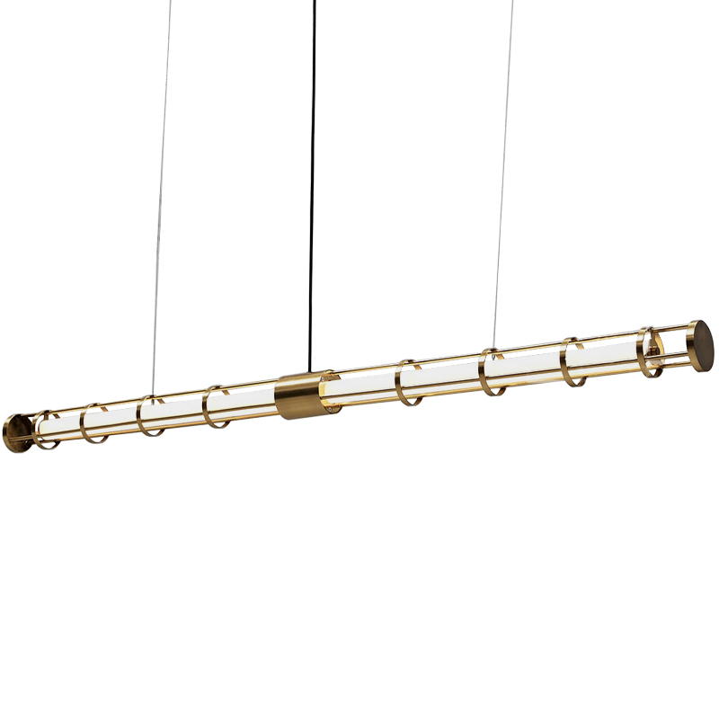 Линейный подвесной светильник Awais Rigs Linear Hanging Lamp Золотой Белый Линейный подвесной светильник Awais Rigs Linear Hanging Lamp Золотой Белый в Челябинске | Loft Concept