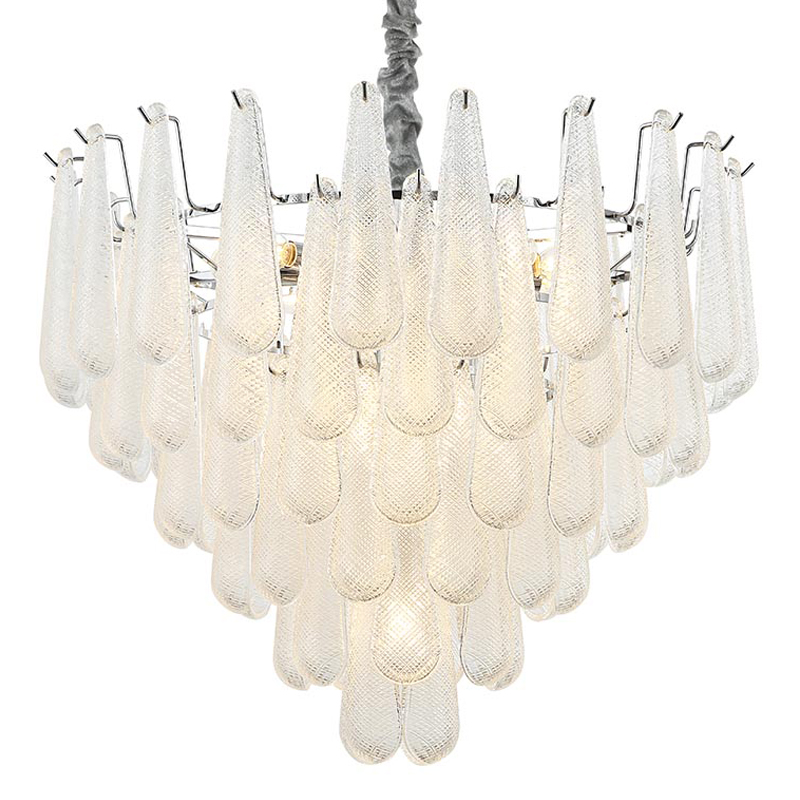 Люстра Textured Glass Drops Chandelier 19 Белый Хром Люстра Textured Glass Drops Chandelier 19 Белый Хром в Челябинске | Loft Concept