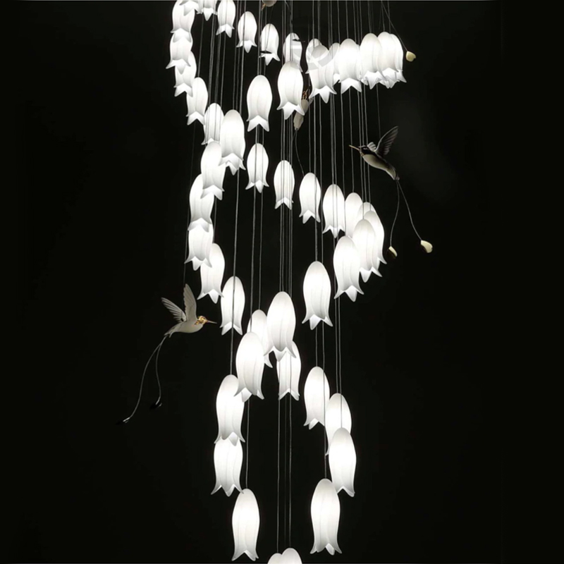 Люстра для Лестницы с птичками Колибри Sagarti Contemporary chandelier ALBA Flowers & Birds Белый Золотой Люстра для Лестницы с птичками Колибри Sagarti Contemporary chandelier ALBA Flowers & Birds Белый Золотой в Челябинске | Loft Concept