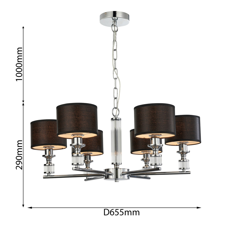 Люстра цвета хром с черными плафонами ISIDORA - фото №1