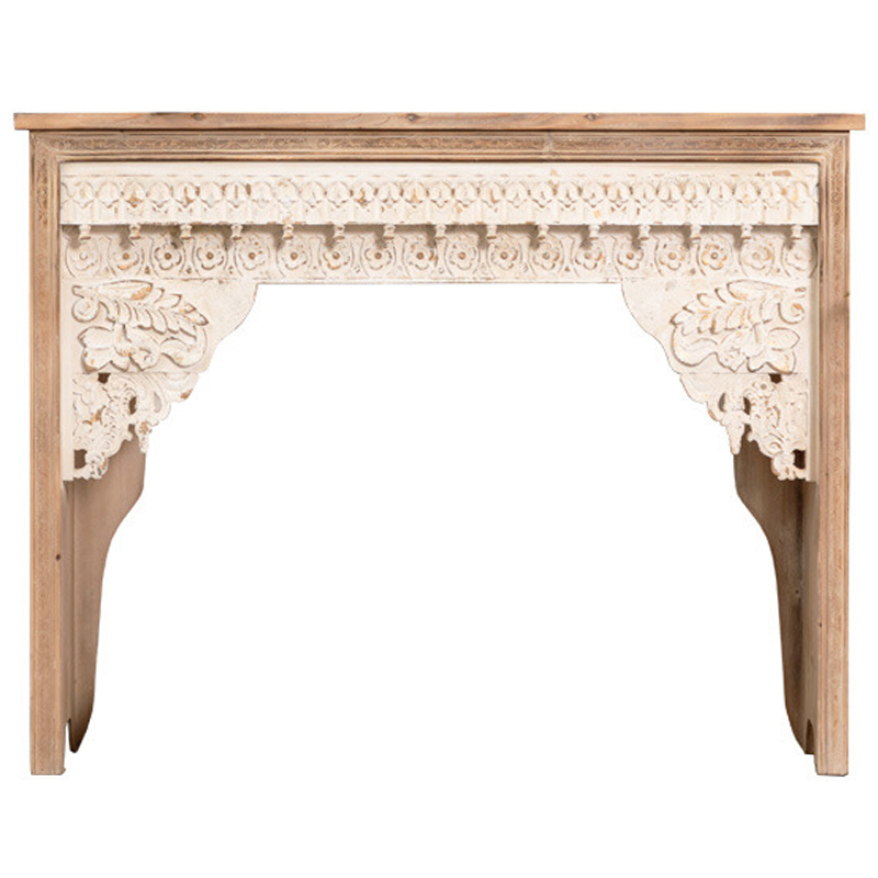 Консоль Indian Antique White Furniture Adnan Console Древесина Бежевый Консоль Indian Antique White Furniture Adnan Console Древесина Бежевый в Челябинске | Loft Concept