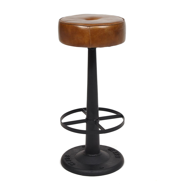 Барный стул Industrial leather bar stool Коричневый Черный в Челябинске | Loft Concept 